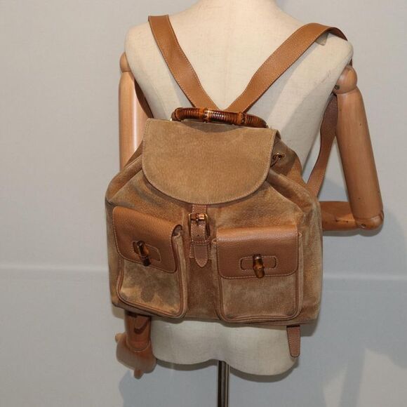 Gucci Bamboo Brown Suede Backpack Bag (Pre-Owned) - Picture 7 of 16